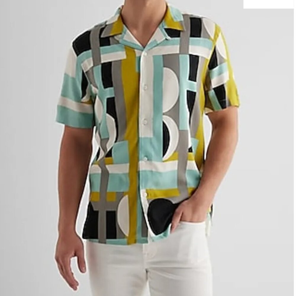 Express Geo Abstract Button Down - image 1